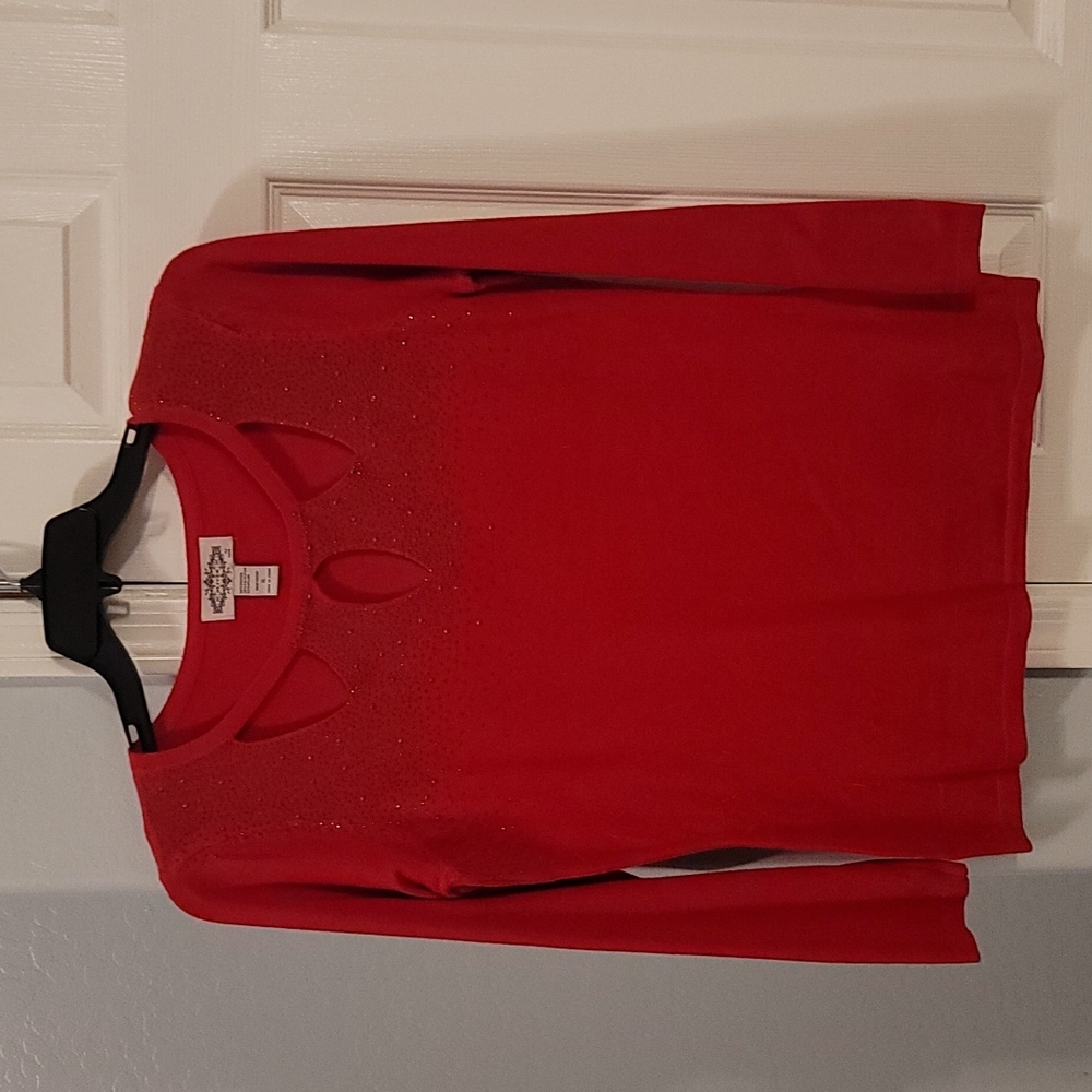 Red sweater with jewels